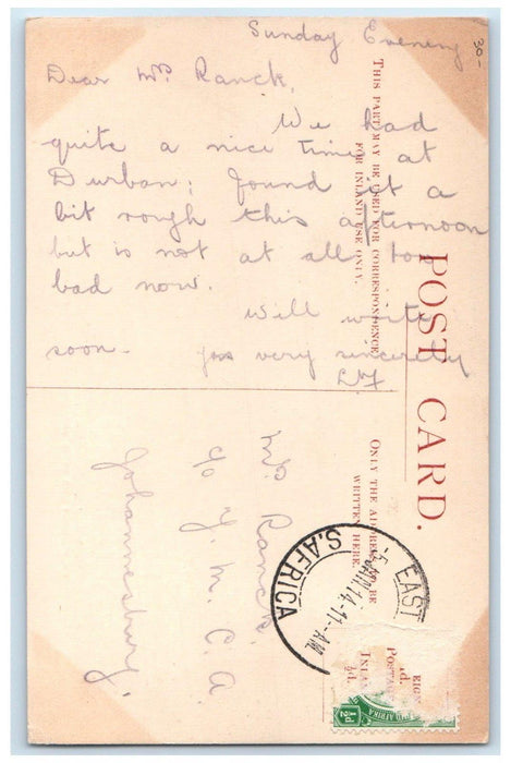 1911 Union Castle Line Royal Mail Steamer Kinfauns Castle Steamer Ship Postcard