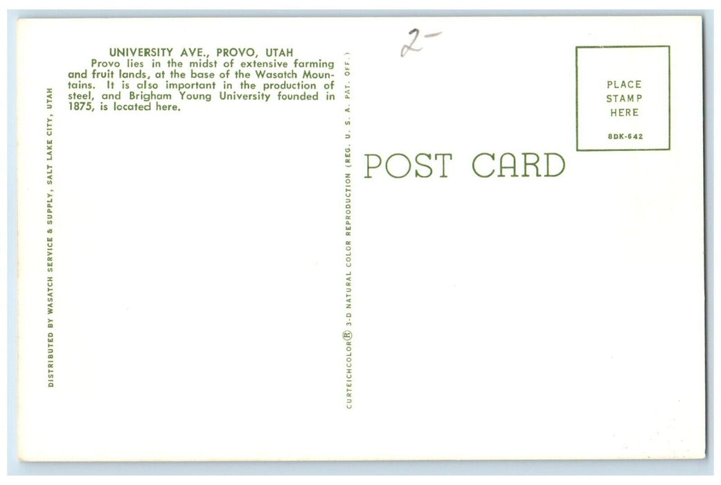 c1960 University Ave Road Classic Cars Buildings Provo Utah UT Unposted Postcard