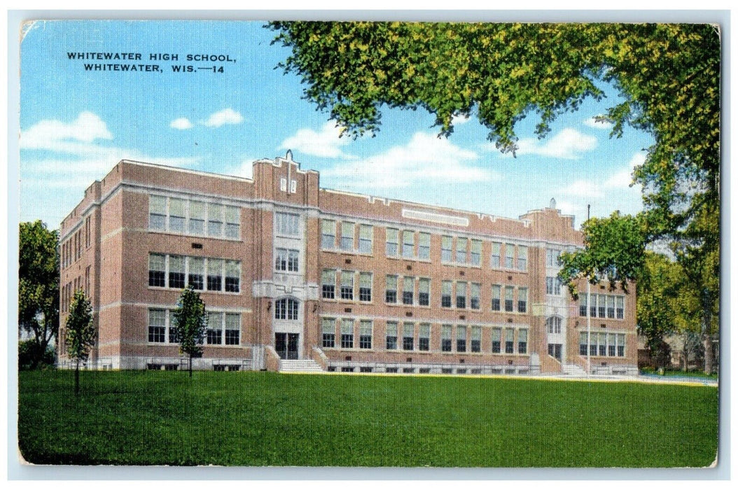 c1940 Whitewater High School Building Whitewater Wisconsin WI Unposted Postcard