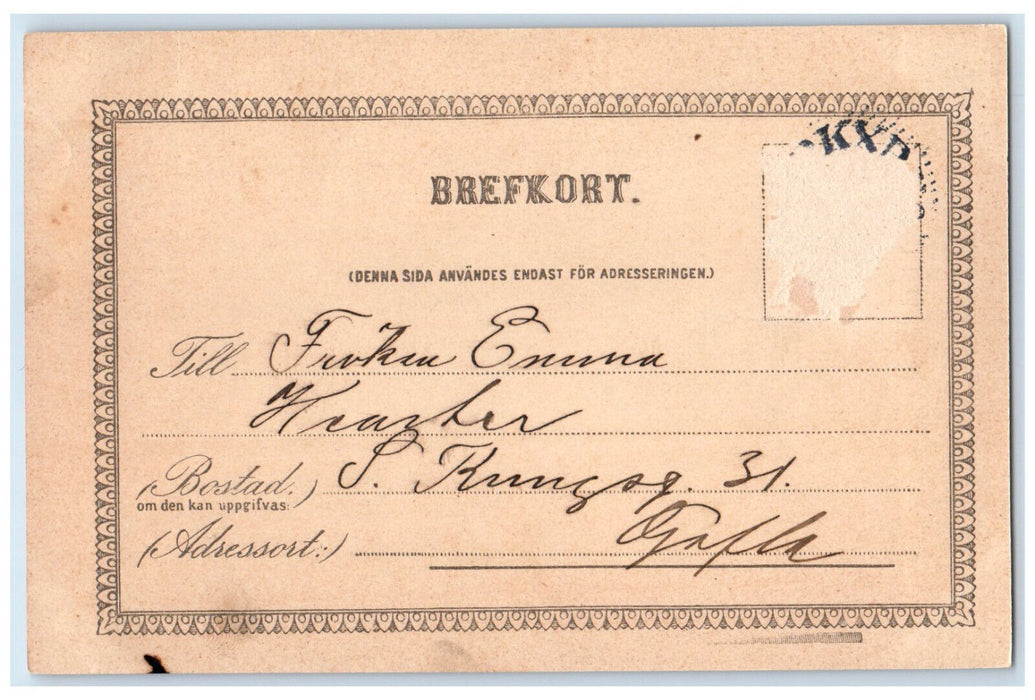 1905 Pappershandel Road Scene kyrkogatan Mora Sweden Posted Antique Postcard