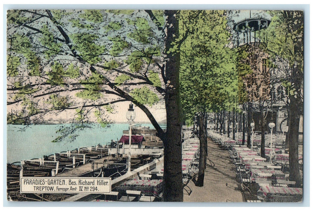 c1910 Paradies-Garten Bes Richard Hiller Treptow Germany Antique Postcard