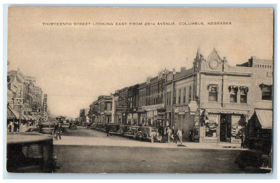 c1940 Thirteenth Street Looking East 26th Avenue Columbus Nebraska NE Postcard