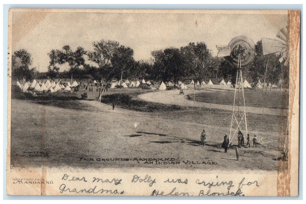 1906 Fair Grounds Indian Village Tent Mandan North Dakota ND Antique Postcard