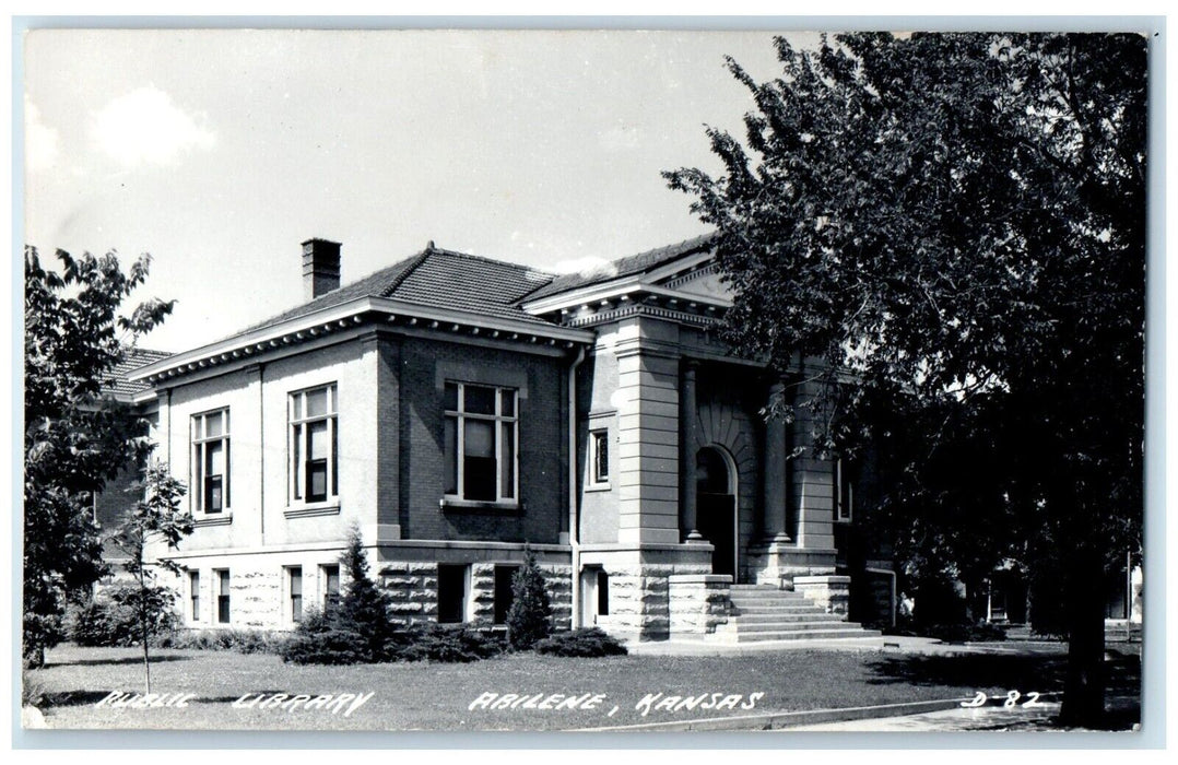 c1940's Public Library Building Abilene Kansas KS RPPC Photo Vintage Postcard