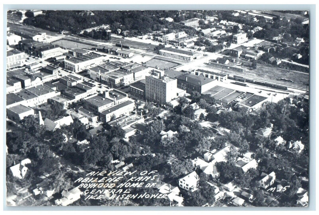 1950 Airview Of Abilene Kansas KS, Boyhood Home RPPC Photo Vintage Postcard