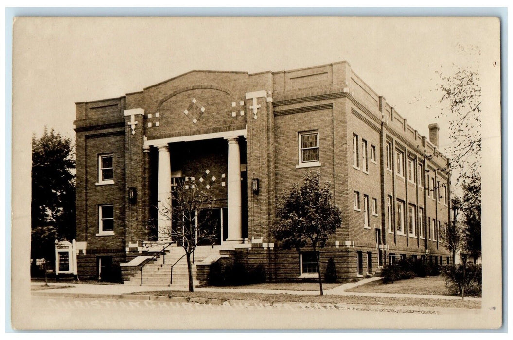 c1940's Christian Church Butler County Augusta Kansas KS RPPC Photo Postcard