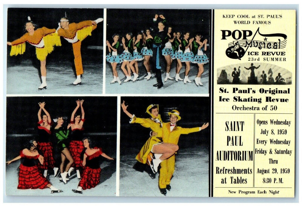 1959 Saint Paul Auditorium Refreshments Table Pop Musical Minnesota MN Postcard