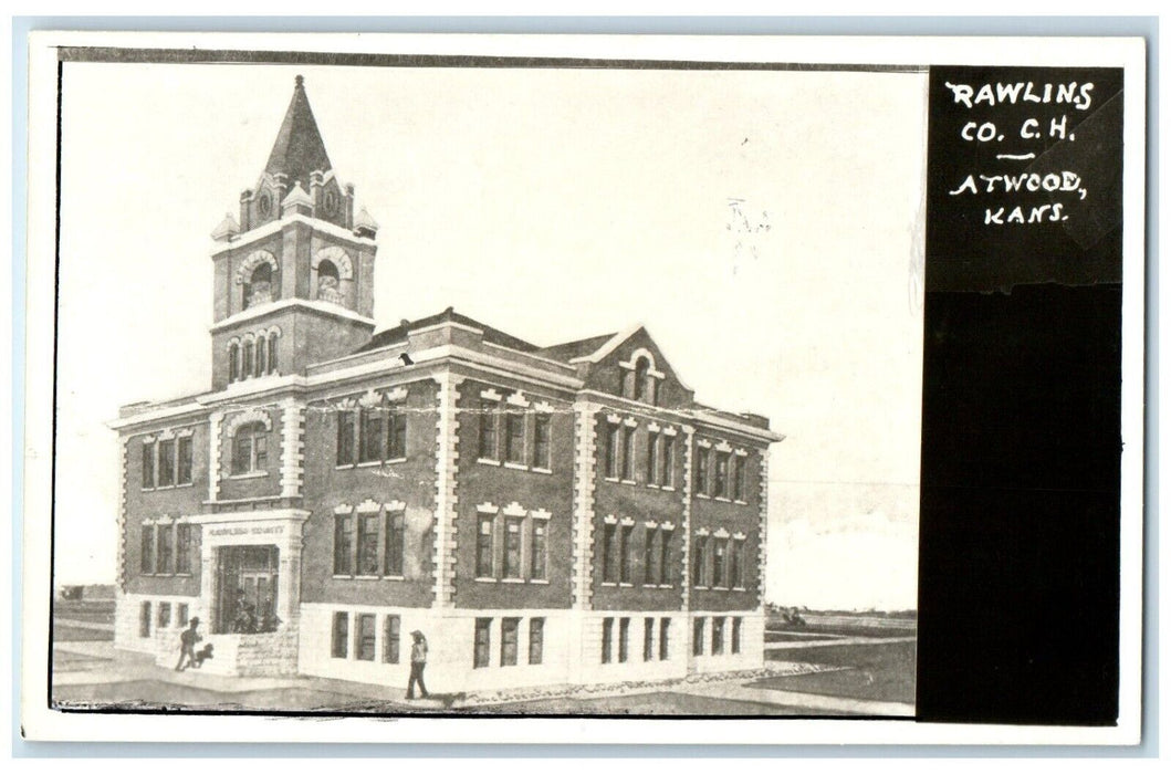 c1950's Rawlins County Court House Atwood Kansas KS RPPC Photo Vintage Postcard