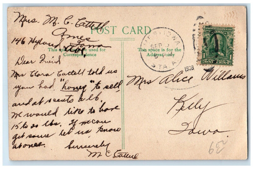 1908 Campus View Iowa State College Ames Iowa IA Posted Antique Postcard