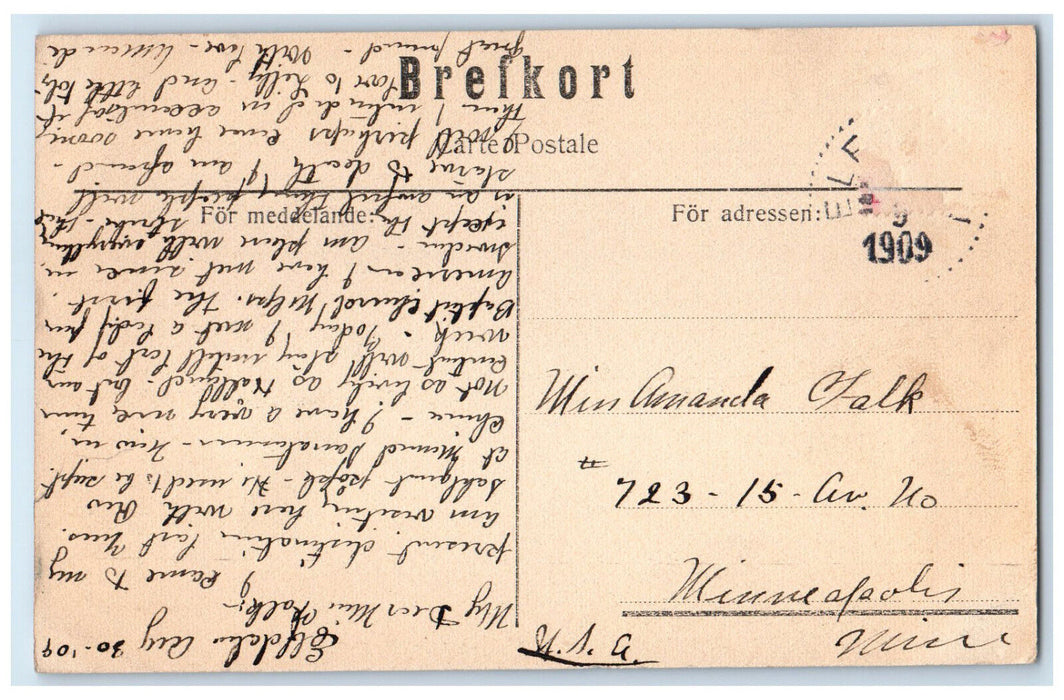 1909 Church Älvdalen Interior Dalarna County Sweden Posted Antique Postcard