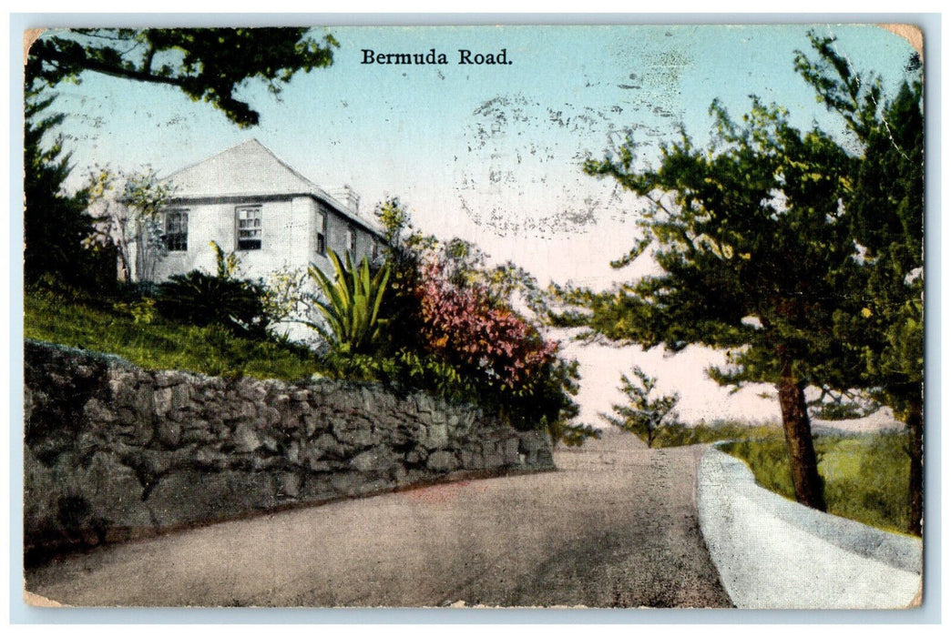 1929 House View Bermuda Road Paquebot Scene Vintage Posted Postcard