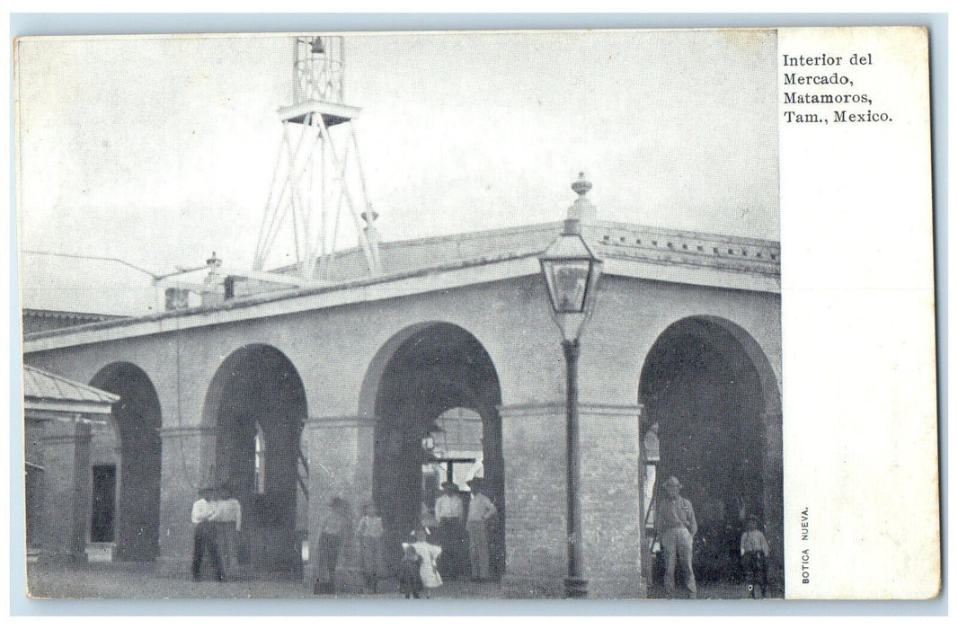 c1910 Interior Del Mercado Matamoros Tamaulipas Mexico Antique Unposted Postcard