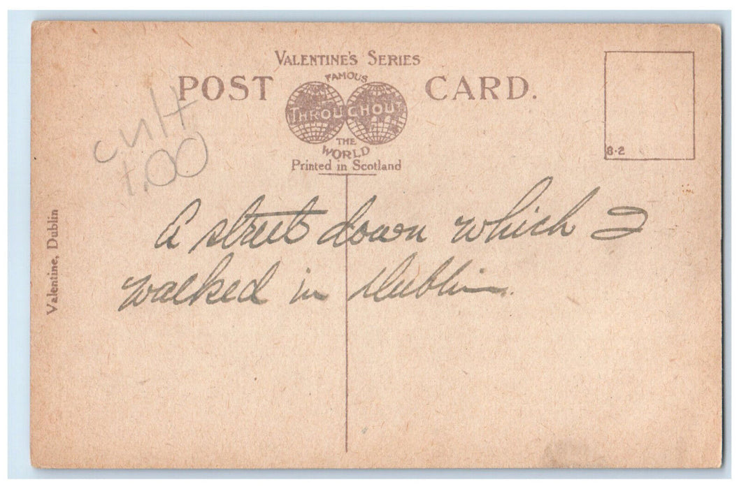 c1910 Eden Quay Dublin Trolley Car Business Section Antique Posted Postcard
