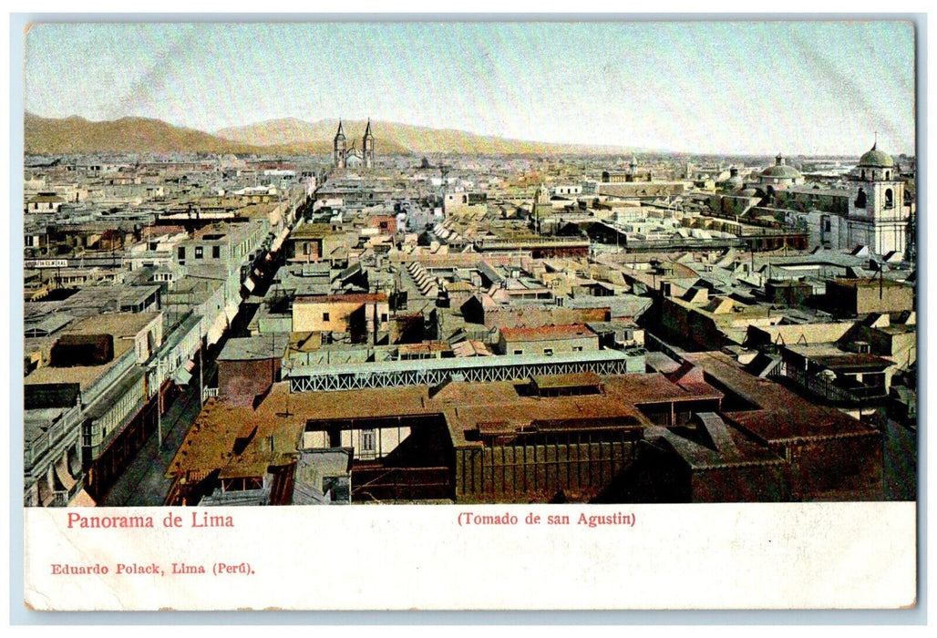 c1905 (Tomado De San Agustin) Panorama De Lima Peru Antique Unposted Postcard