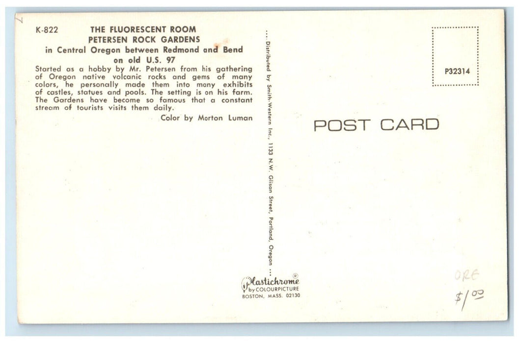 The Flourescent Room Petersen Rock Gardens Redmend Bend Oregon OR Postcard