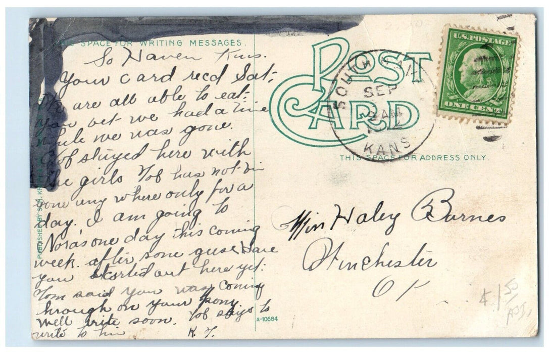 1912 High School Building Arkansas City South Haven Kansas KS Antique Postcard