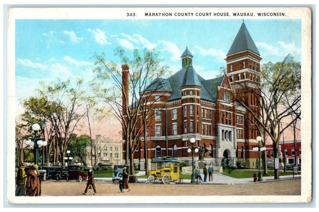 1936 Exterior Marathon County Court House Building Wausau Wisconsin WI Postcard