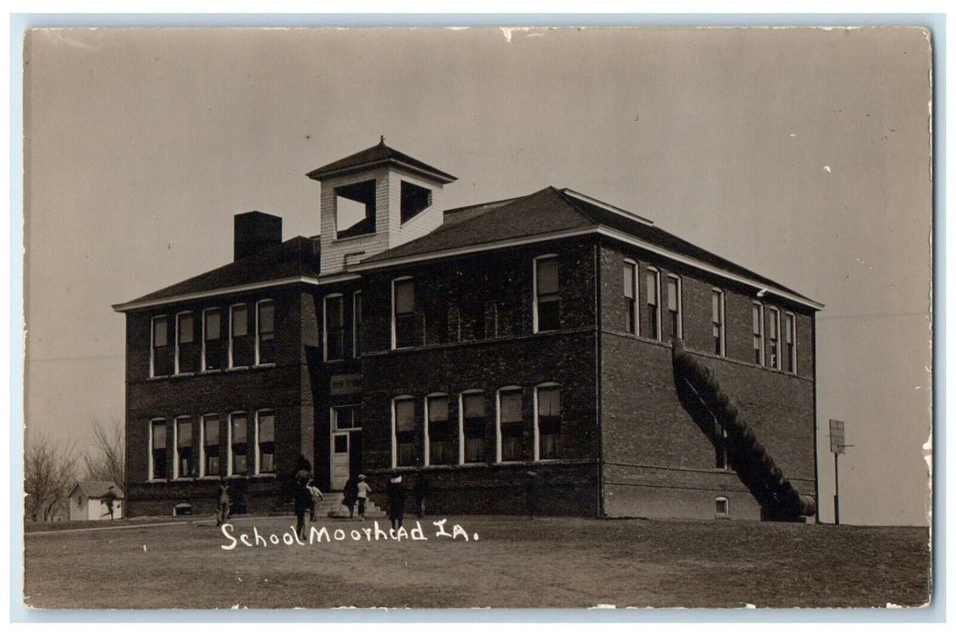 c1910's School Building Campus Moorhead Iowa IA RPPC Photo Antique Postcard