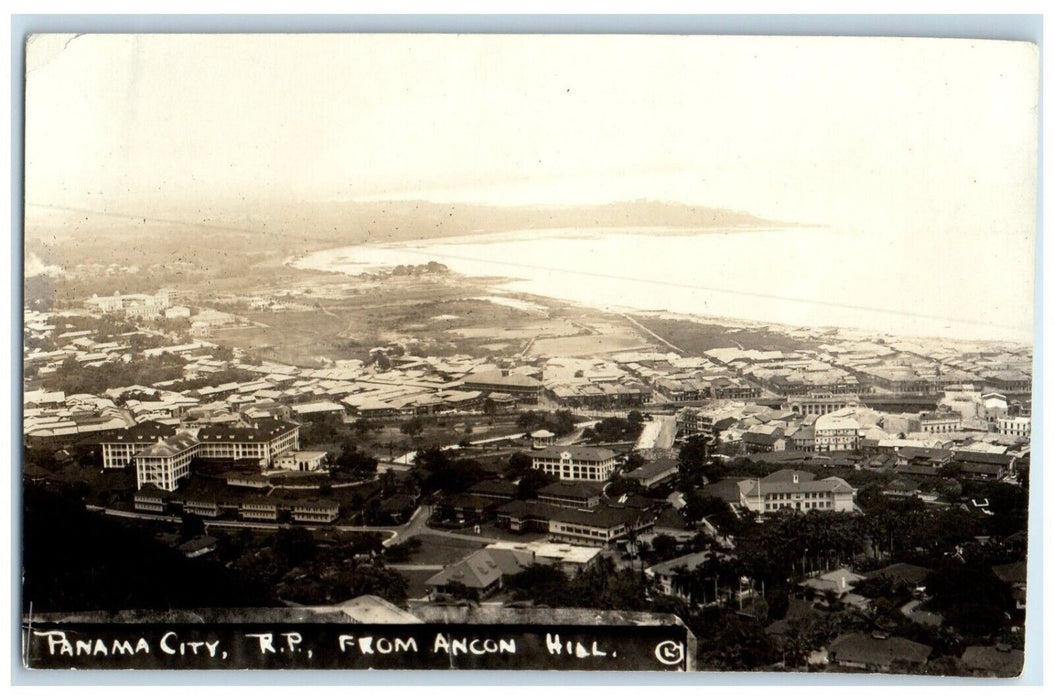 1923 Aerial View Of Panama City RP From Ancon Hill Panama RPPC Photo Postcard
