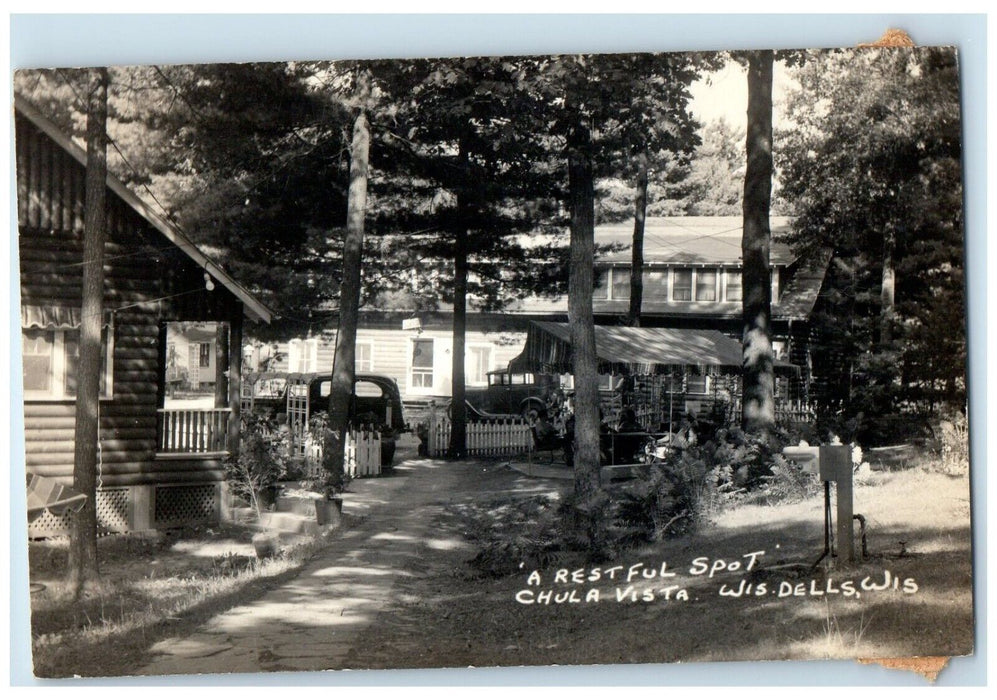 1943 Restful Spot Chula Vista Cars Wis Dells Wisconsin WI  RPPC Photo Postcard