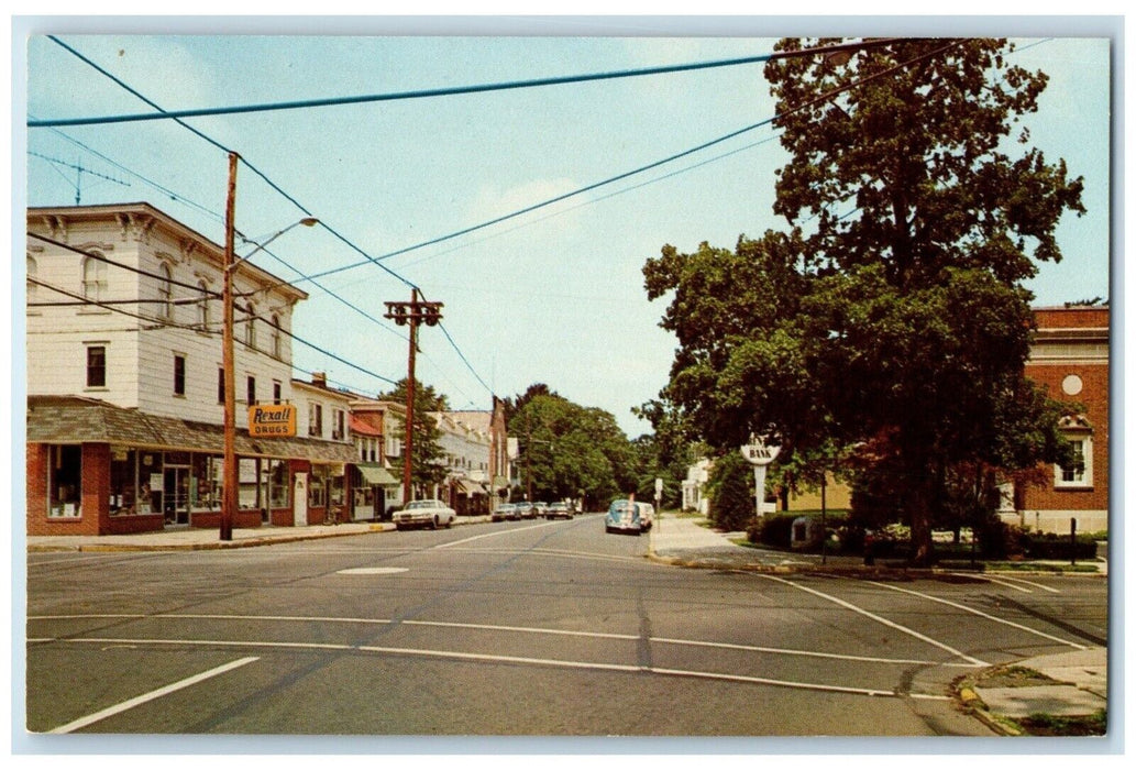 c1960 Main Street North Main Business District Pennington New Jersey NJ Postcard