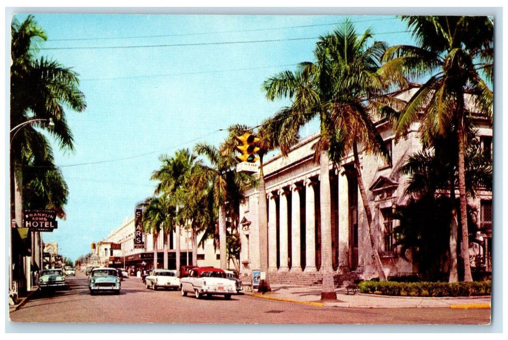 c1960 Tropical Royal Palms Front Open Air Post Office Ft. Myers Florida Postcard