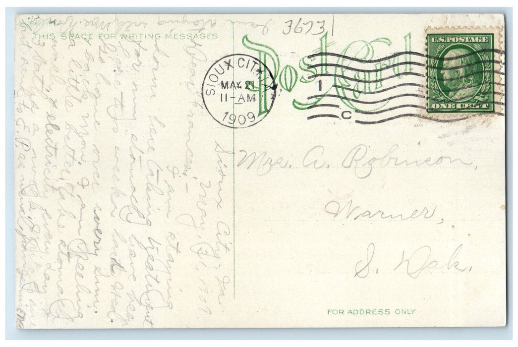 1909 Country Club Canoe Boat River Lake Sioux City Iowa Vintage Antique Postcard