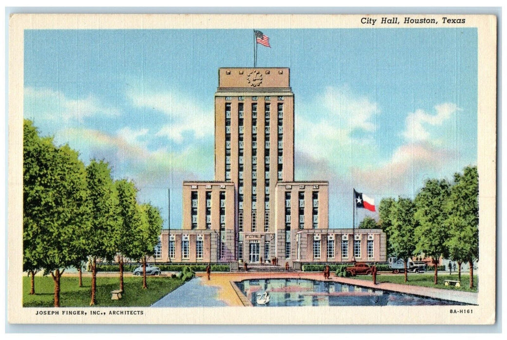 c1940 City Hall Story Central Position Exterior Building Houston Texas Postcard