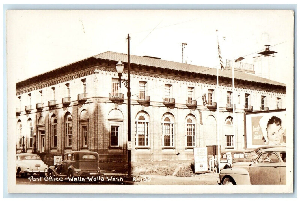 c1910's Post Office Building Cars Walla Walla Washington WA RPPC Photo Postcard