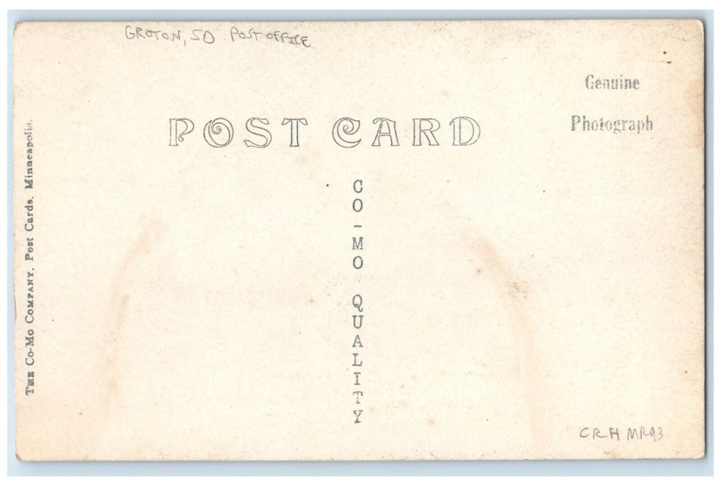 c1930's Post Office Building Groton South Dakota SD RPPC Photo Vintage Postcard