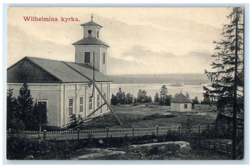 c1950's Vilhelmina Kyrka Church in Vilhelmina Sweden Antique Postcard