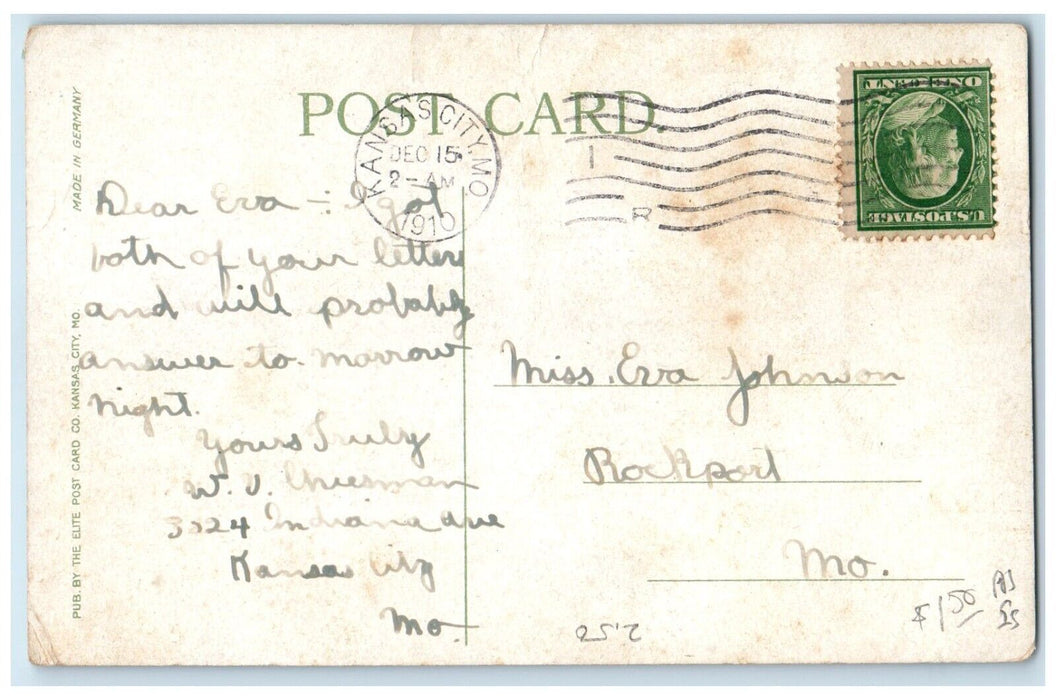 1910 The Largest Brick Smoke Stack In United States Argentine Kansas KS Postcard