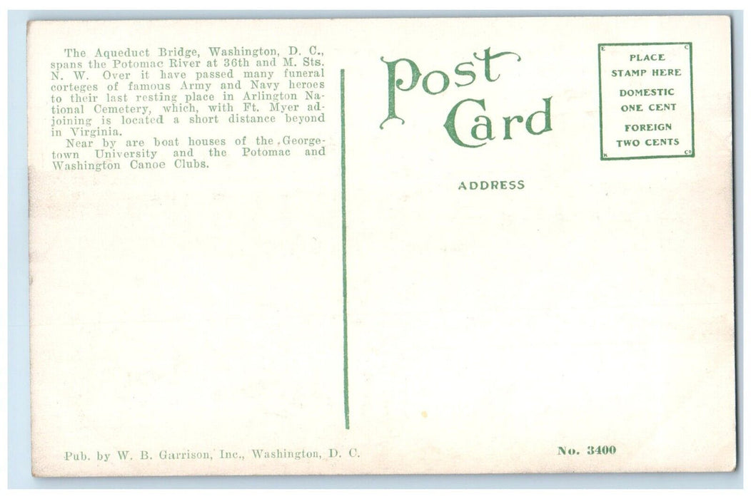 Boating On Potomac River Washington DC Aqueduct Bridge Fort Myer VA Postcard