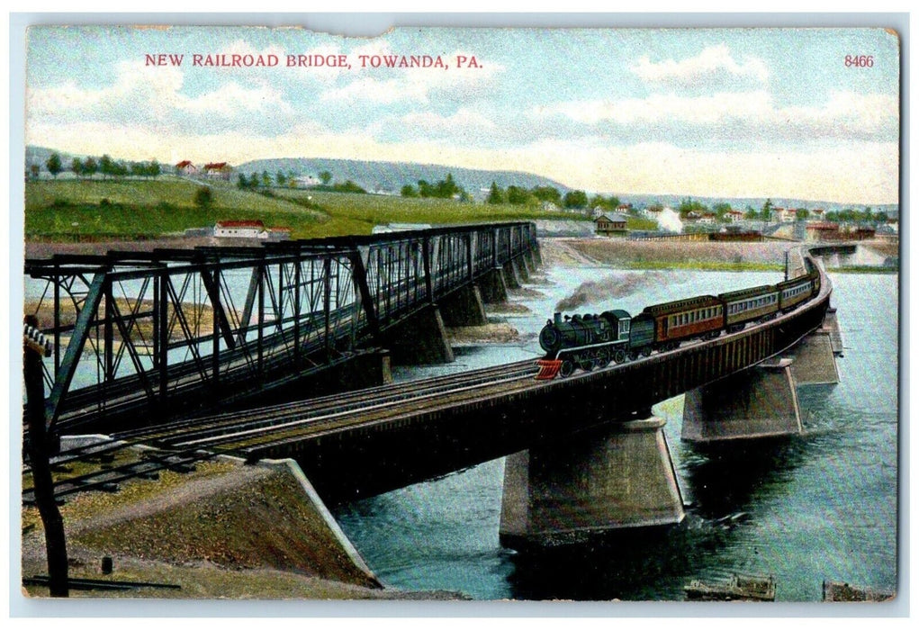 c1910's New Railroad Train Bridge Towanda Pennsylvania PA Antique Postcard