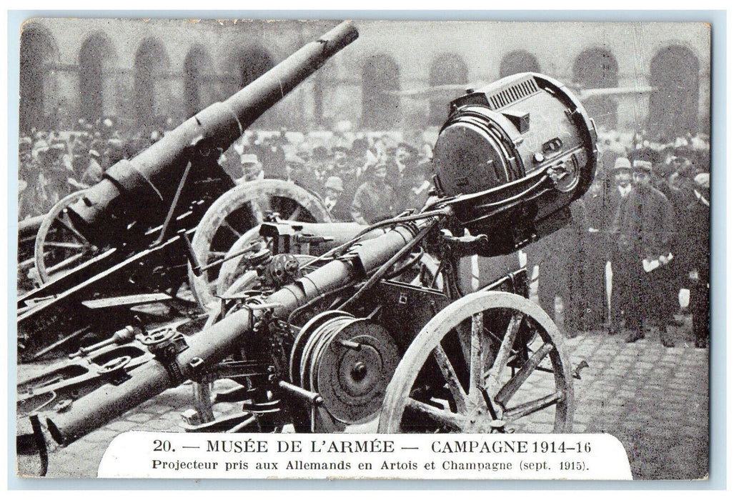 1916 Projector Cannon in Artois Museum of Army German Paris France Postcard