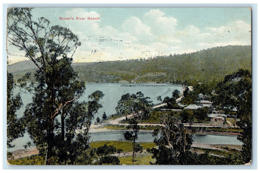 1913 View of Brown's River Beach Tasmania Australia Posted Antique Postcard