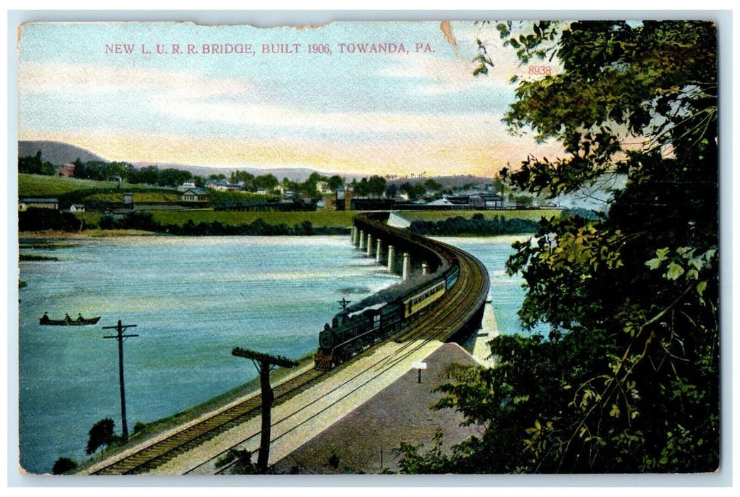 c1910's New L U R R Railroad Train Built 1906 Towanda Pennsylvania PA Postcard