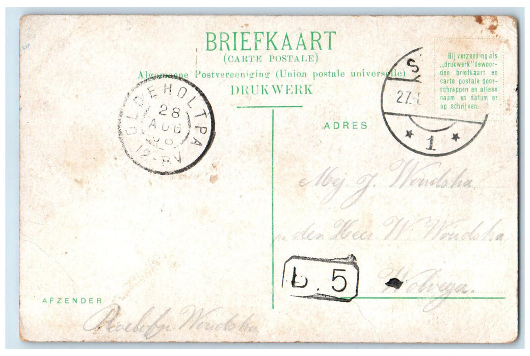 1910 Stations Away With the Sick Greetings from Sneek Netherlands Postcard