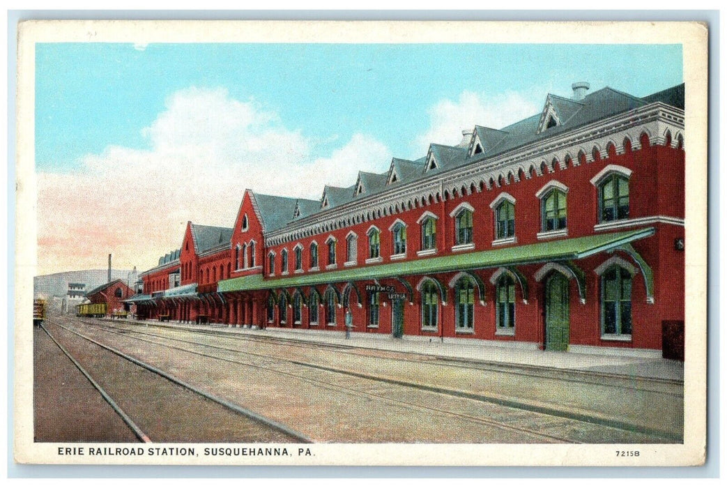 c1930's Erie Railroad Station Depot Susquehanna Pennsylvania PA Vintage Postcard