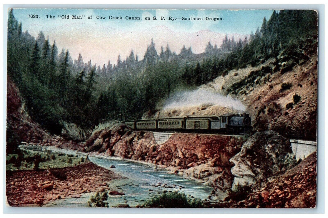 The Old Man Of Cow Creek Canon On SP RY Train Southern Oregon OR Postcard