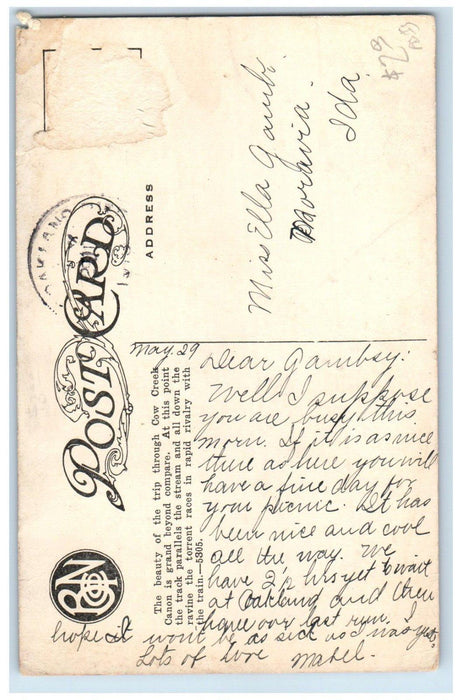 1913 Cow Creek Canon Southern Oregon OR, Shasta Route So. Pac Railroad Postcard