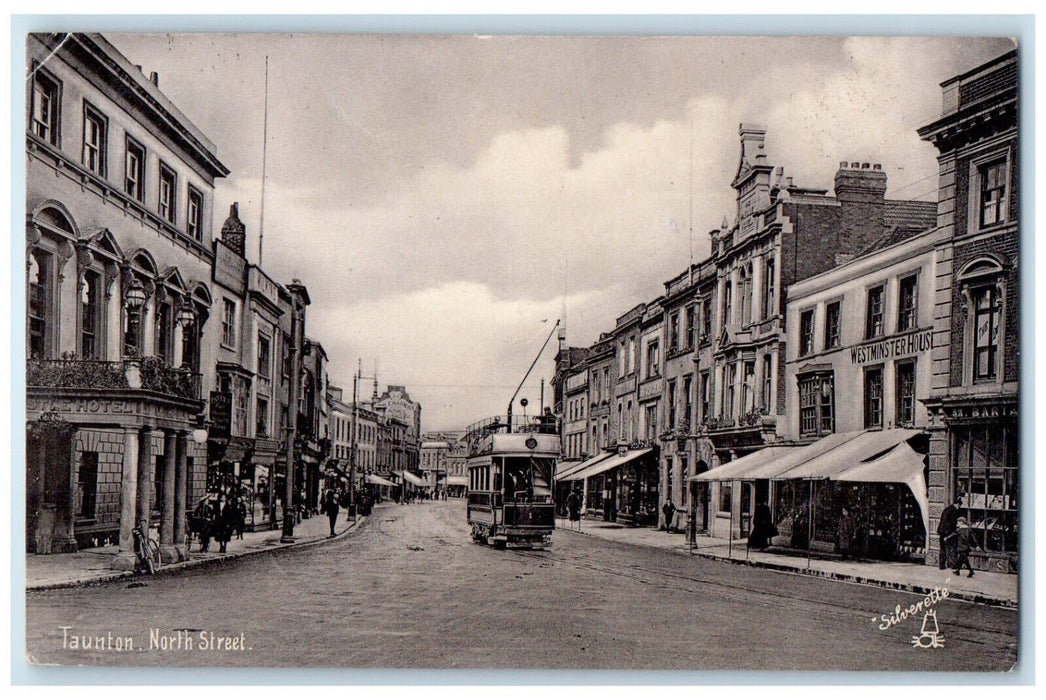 c1910 Taunton North Street Somerset England Silverette Tuck Art Antique Postcard