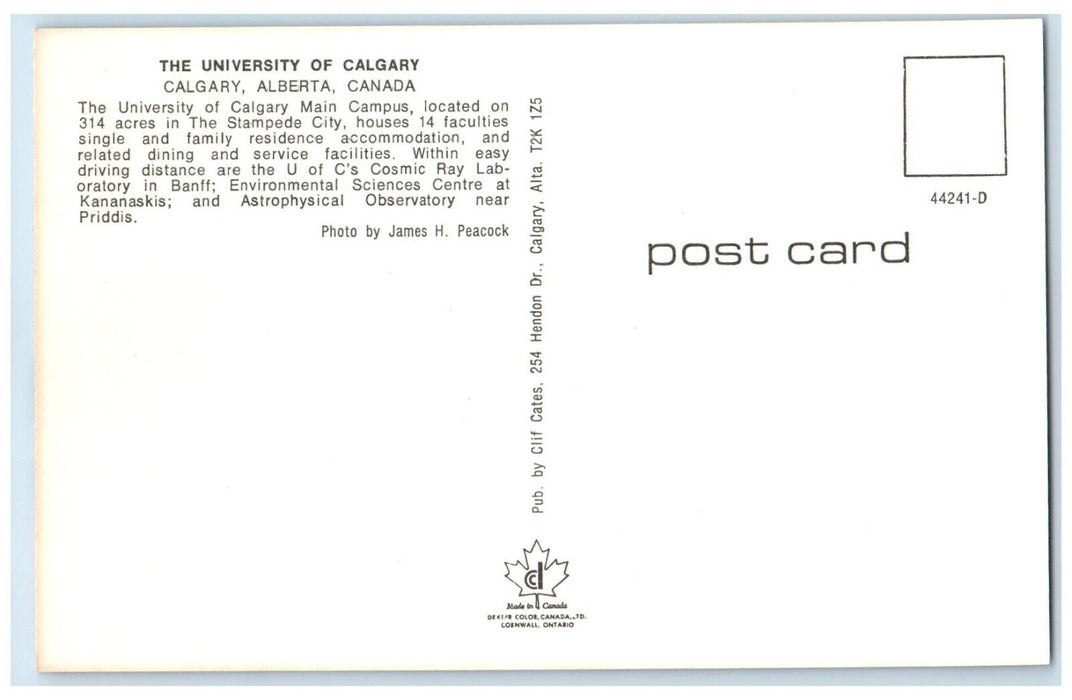 c1950's Main Campus University of Calgary Alberta Canada Vintage Postcard