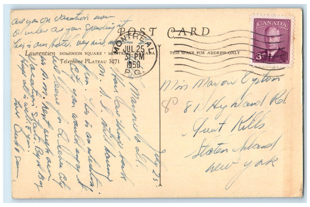 1950 View of Laurentien Montreal Quebec Canada Vintage Posted Postcard