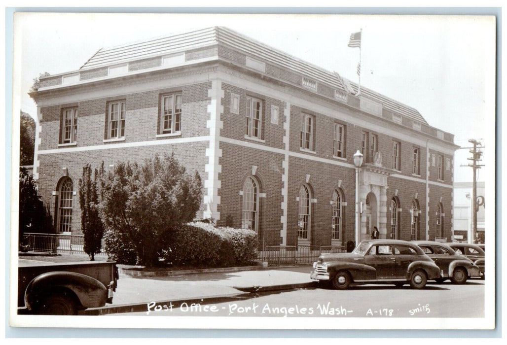 c1910's Post Office Cars Port Angeles Washington WA Smith RPPC Photo Postcard