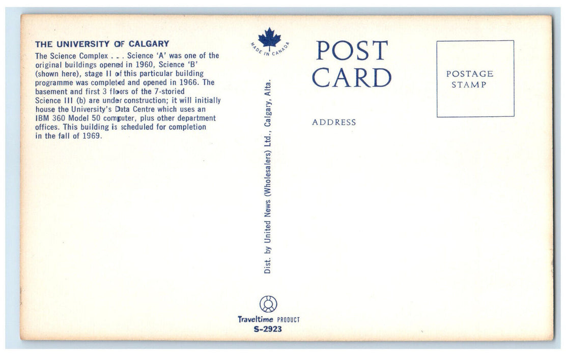 c1950s Science Complex The University of Calgary Calgary Alberta Canada Postcard