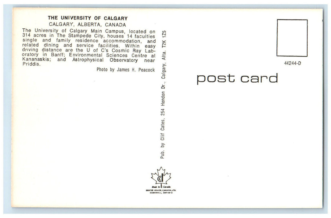 c1950s Gordon C Swann Monument The University of Calgary Alberta Canada Postcard