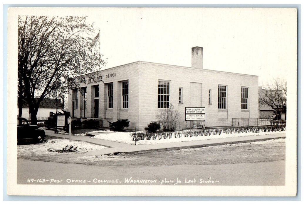 c1940's Post Office Building Colville Washington WA RPPC Photo Vintage Postcard