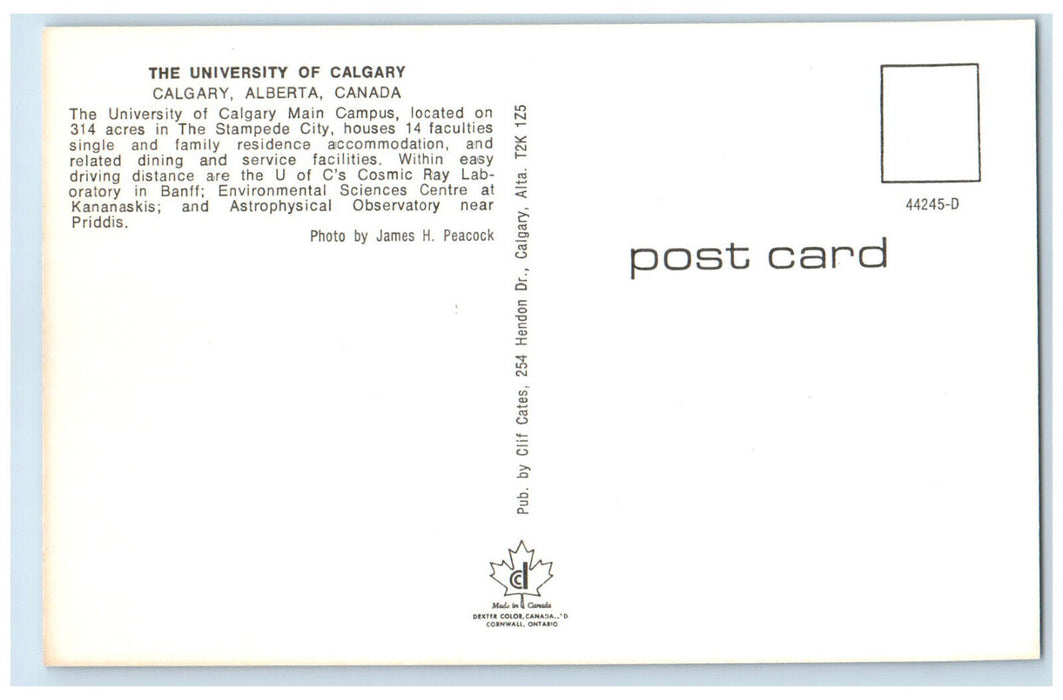 c1950's The University of Calgary Building Aerial View Alberta Canada Postcard