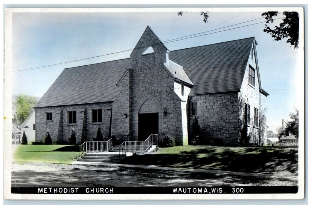 Methodist Church Dirt Road Wautoma Wisconsin WI RPPC Photo Vintage Postcard